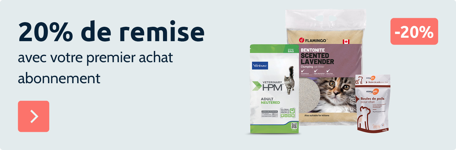 -20% sur l'abonnement chat Vetostore